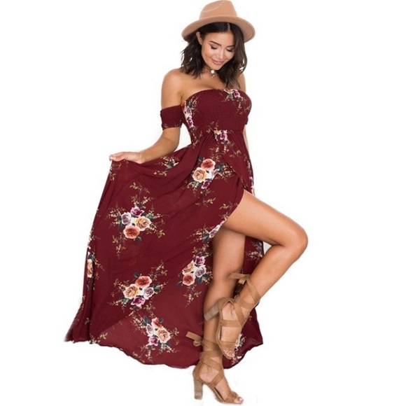 Off The Shoulder Boho Maxi Dress - Picture 2 of 4